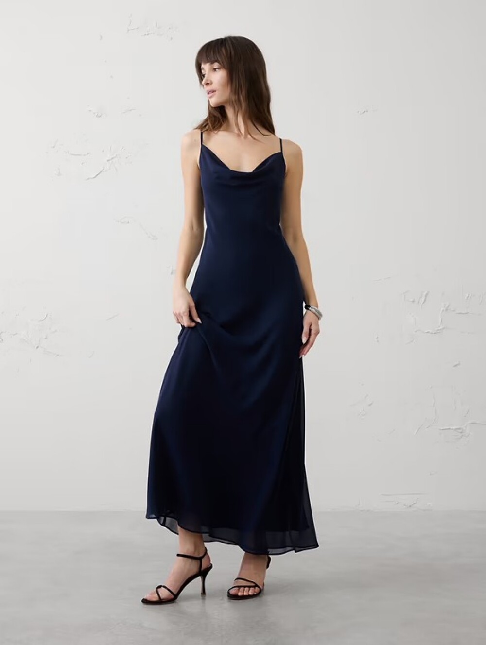 Banana Republic Navy Blue Chiffon Maxi Dress NWT, Size XXS